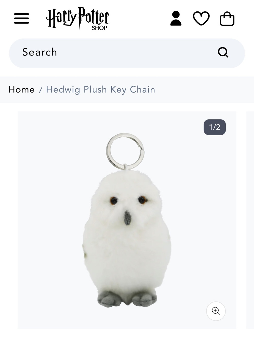 Warner Bros. Hedwig Plush Key Chain - White with Gray Details